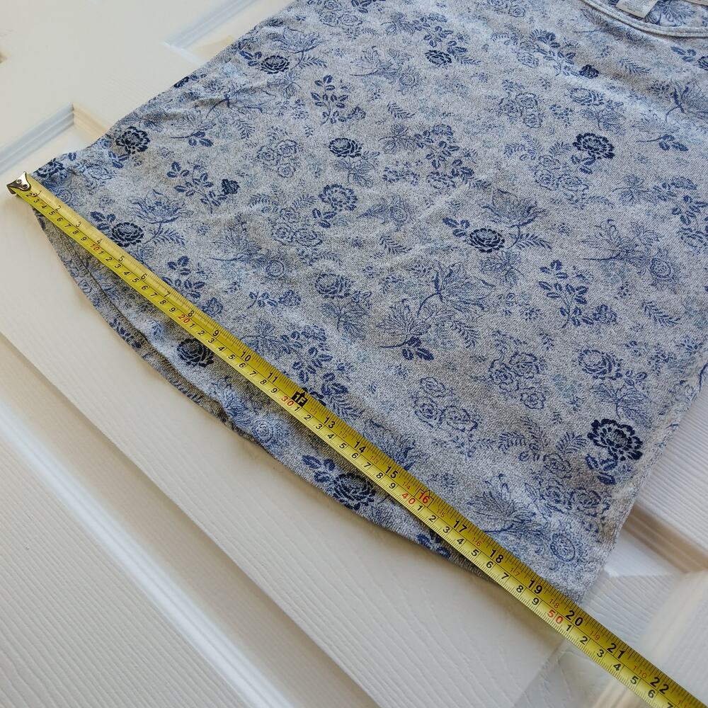 Lucky Brand Blue Floral Print Pajama Set M grey short sleeve tee lounge pants - Picture 6 of 12